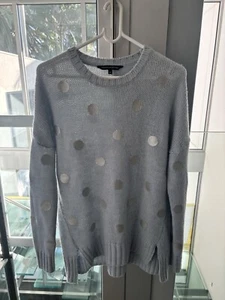 French Connection Jumper Soft Wool Blend Pale Blue with Silver Spots Size M - Picture 1 of 7