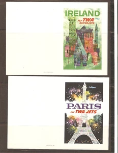 (2) TWA NOTE CARDS  PARIS FRANCE & IRELAND, stationery, 7x5 un fld , m, new - Picture 1 of 1