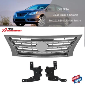Rejilla negra y cromada con parte superior delantera plateada para Nissan Sentra 2013 2014 2015 - Imagen 1 de 8