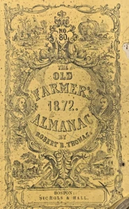 1872 Original Old Farmer's Almanac Robert B Thomas Boston Brewer & Tileston Y80 - Picture 1 of 5