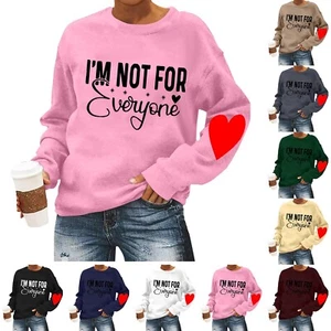 Women's Casual Fashion Valentine's Day Print Long Sleeve O-Neck Sweatshirts - Picture 1 of 39
