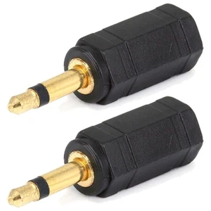 2 Pcs 3.5mm Stereo Female to Mono Male Audio Adapter Converter Headphone Gold - Picture 1 of 2