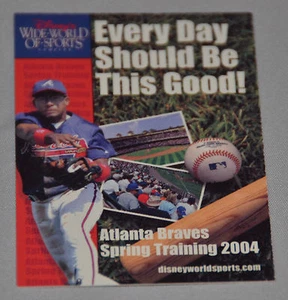 Atlanta Braves 2004 Entrenamiento de Primavera Calendario de Bolsillo (Disney's Wide World Sports) - Imagen 1 de 2