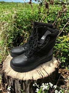Botas de cuero negras con cremallera lateral originales SWAT Alpha Fury 8" para hombre - talla 10 - Imagen 1 de 11