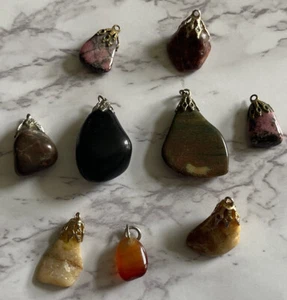 Polished Stones Assorted Rock Pendants Lot ZZ-2 - Picture 1 of 7