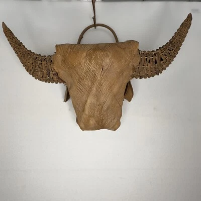 Maceta colgante de pared de mimbre vaca novillo búfalo occidental boho de colección granja Foto 1 de 4