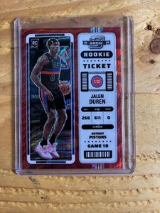 2022-23 Panini Contenders Optic Jalen Duren RC #21 Rookie Ticket Red Wave Prizm - Picture 1 of 2