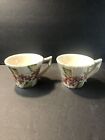 Loucarte Coffee/Tea Cups from Portugal. Floral Vintage Lot Of 2