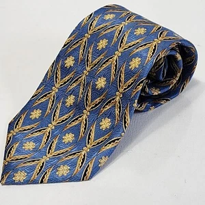 Burberrys Men's Silk Tie London-New York-Paris Blue/Gold/Black 58" Made in Franc - Picture 1 of 14
