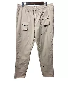 NWT REASON Men Elastic Waist Pull On Cargo Skateboard Pants Beige Size Large - Picture 1 of 11