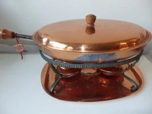 STÖCKLI seltene Kupferdeckelpfanne mit 2 Rechauds oval D:33cm Schweiz - Bild 1 von 8