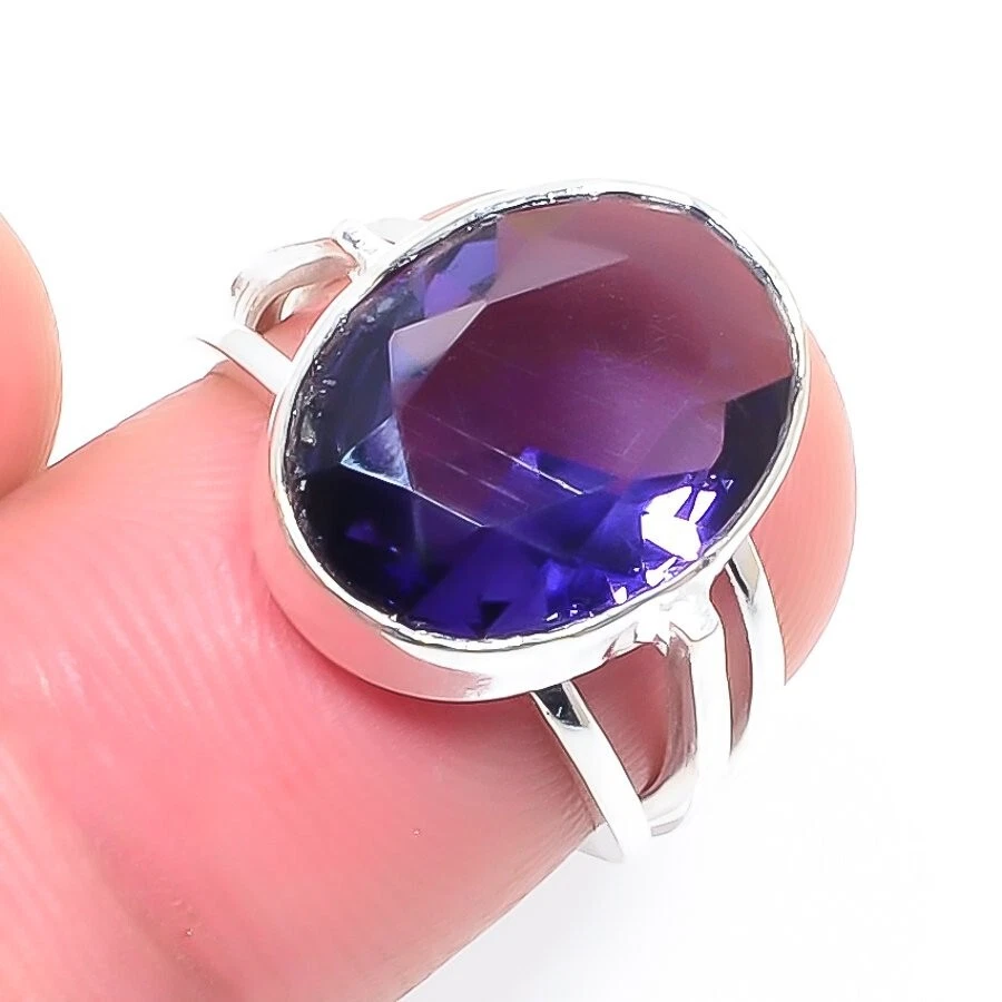 Purple Amethyst Gemstone 925 Sterling Silver Jewelry All Size Ring For Gift - Image 1 of 1