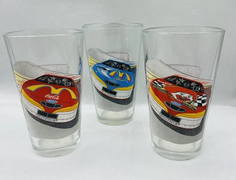 Vintage 1998 McDonalds Bill Elliott NASCAR 50th Anniversary Glasses Set Of 3 Cover