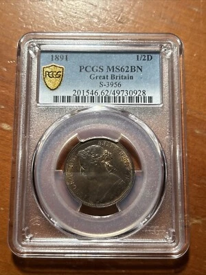 Great Britain 1891 1/2 Penny Half Penny - PCGS MS62BN - Image 1 of 4