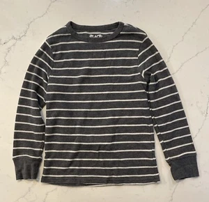 Childrens Place Boys Long Sleeve Shirt Sweater Size 5/6 Gray White Striped - Picture 1 of 5