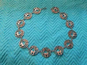 "Collana Tipo Medaglione Alpaca Llama Argento Sterling vintage - 16"" x 7/8" - Foto 1 di 4