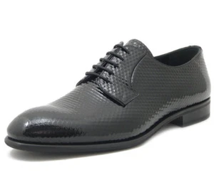 Scarpe Eleganti Cerimonia Uomo Derby Pelle Lucida Nero Artigianali Made in Italy - Imagen 1 de 5