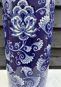 Victorian Design Blue flower Umbrella Stand / Walking Stick Holder 18"Ht. - Picture 1 of 6