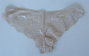 Ladies/Girls Ex Chainstore sze 6 lace Brazilian knickers panties briefs Natural - Picture 1 of 3