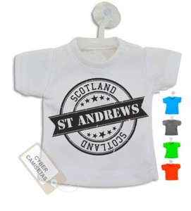 St Andrews T-Shirt Mini Scotland UK Stamp Hanger Suction Cup Car Truck Van - Picture 1 of 4