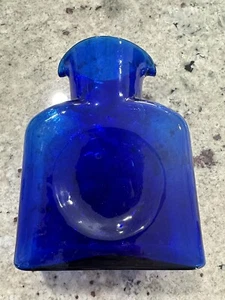 Blenko Glass Mini Water Bottle Cobalt Blue, 8x6x3in, 2.4lb - Picture 1 of 8