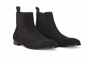 Soul 36 Fairmont Mens Charcoal Dark Blue Elegant Pull On Dress Suede Ankle Boots - Picture 1 of 9