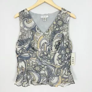 Vintage Y2K NEW Zoey Silk Sleeveless Top Size 14 Paisley V-neck Blouse Women's - Picture 1 of 5