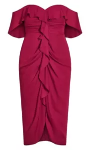 City Chic Plus Size 18 / M Maxi Dress Long Formal Wedding Garnet - Picture 1 of 17