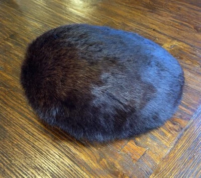 Sombrero Visón Vintage Almendra Forma Redonda Boina Marrón Elegante Foto 1 de 4