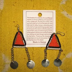 Handgefertigte afrikanische Massai Ohrringe Massai Massai Fair Trade Stamm Boho jed153 - Bild 1 von 1