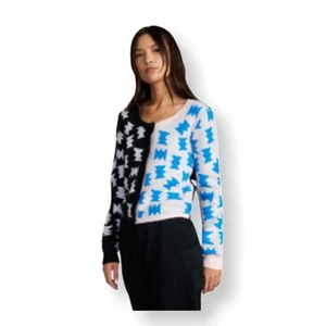 RVCA Women's Cardigan Luke Pelletier X Kristen Liu Wong Inverted LARGE BlackBlue - Picture 1 of 5