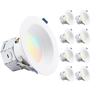 8-Pack 4 Inch 5CCT Integrated LED Canless Recessed Light with Junction Box - Picture 1 of 7
