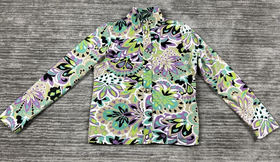 Chaqueta informal Onque para mujer pequeña multicolor a presión mezcla de algodón con cuello Foto 1 de 4