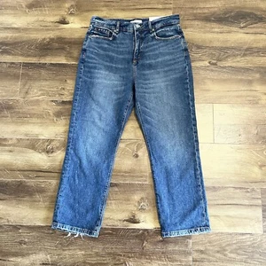 LOFT Straight Crop Jeans Size 28 High Rise Distressed Medium Wash Preppy - Picture 1 of 9