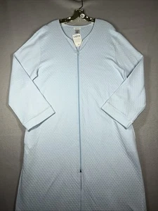 COTN Long Sleeve Zipped Robe Zip Womens XL Blue Cozy Wrap Lounge Pima Cotton - Picture 1 of 12
