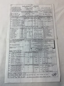 DAWSON'S CREEK set used CALL SHEET +location map ~ Season 5, Episode 14 - Picture 1 of 1