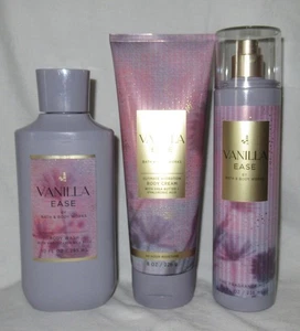 Bath & Body Works Body Wash Cream Fragrance Mist Set Lot of 3 VANILLA EASE - Picture 1 of 7