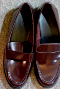 Old Navy Damen-Loafer Kunstleder Ochsenblut klobiger Absatz Größe 9M neu ohne Etikett - Bild 1 von 6
