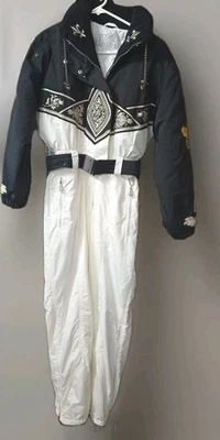 Bogner VTG Ski Suit One Piece Sz 6 White & Black Embroidered USA Y2K 90s RARE - Image 1 of 4