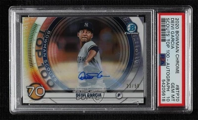 2020 Bowman Scouts Top 100 Chrome /50 Deivi Garcia #BTP-70 PSA 10 GEM MT Auto - Image 1 of 2