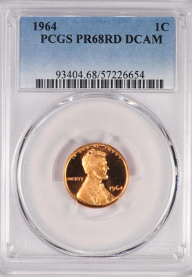 1964 Lincoln Memorial Cent Proof PCGS PR68RD DCAM PF 68 RD ULTRA CAMEO Frosty 1C - Image 1 of 2