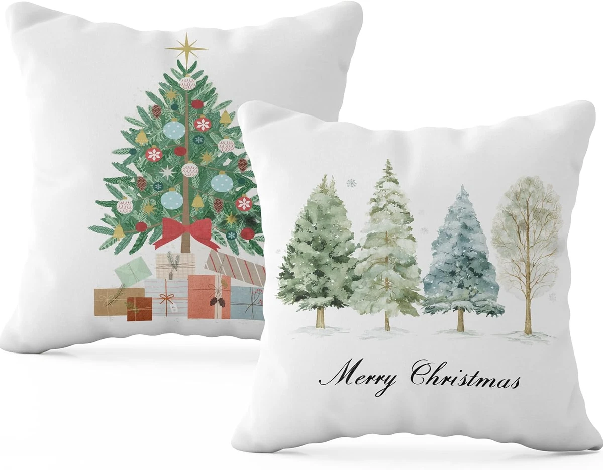 Fundas De Almohada Navideñas RABUSOFA 18x18 Pulgadas - Diseño Copos De Nieve, Para Sofá O Cama