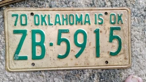 Oklahoma is OK License Plate - Expired 1970 -  ZB-5915 - Picture 1 of 1