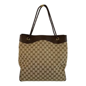 GUCCI 109141 Borsa tote borsa a tracolla beige marrone GG tela/pelle - Foto 1 di 10
