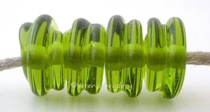 OLIVE GREEN Spiral Wobble Handmade Lampwork Glass Beads - taneres - color choice - Picture 1 of 4