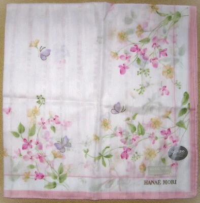 HANAE MORI *цветочный шарф большой носовой платок 52 см /ROKUROU - Изображение 1 из 4