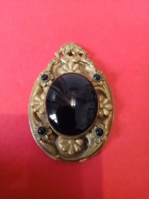 Pendente Vittoriano in bronzo e onice nero - Splendido!!! - Immagine 1 di 4