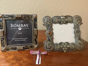Bombay Picture Frames Enameled Jeweled Crystals Ornate 4x4 Exquisite (2) - Picture 1 of 11