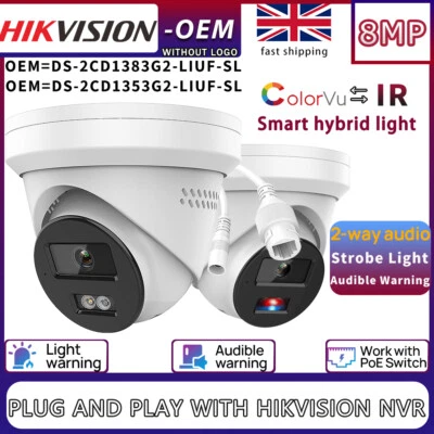 Hikvision OEM 4K 8MP/5MP POE Colorvu 2-Way Audio Smart Hybrid Light IP Camera  - Image 1 of 4