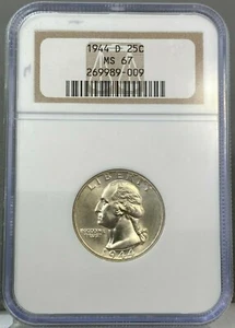 1944-D 25c Washington Quarter NGC MS67 - Bild 1 von 2